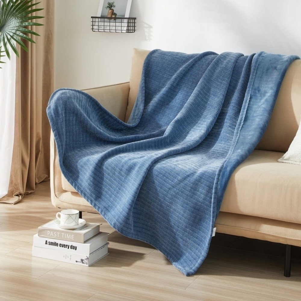 NEW Cozy Chenille Reverse to Plush Soft Couch Throw 60x50 LT BLUE by Mainstays - Picture 3 of 3